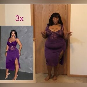 Purple lace (top) midi dress size 3x